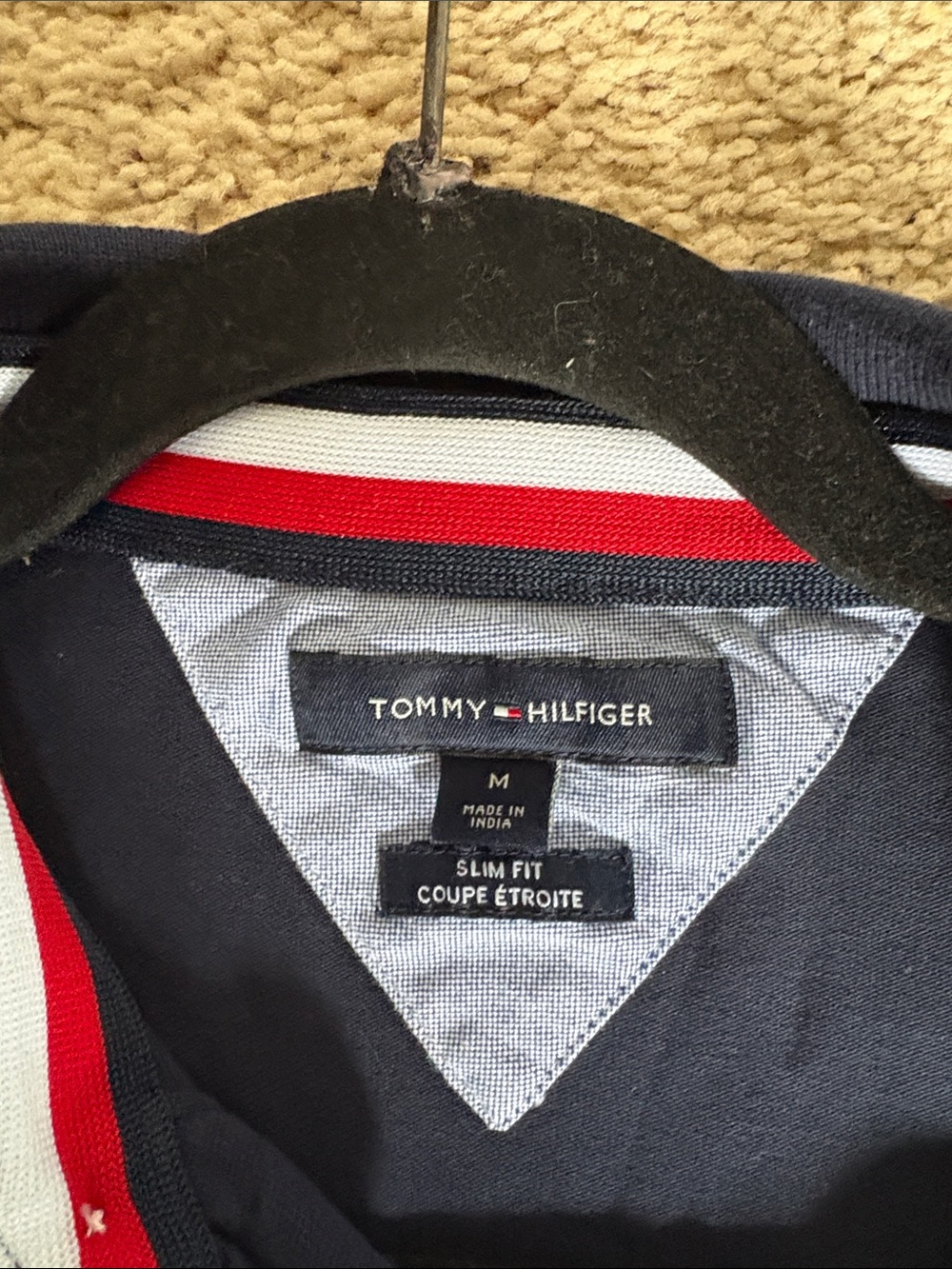 Tommy Hilfiger Navy Polo with Red & White Accents, Medium slim fit - Picture 3 of 4